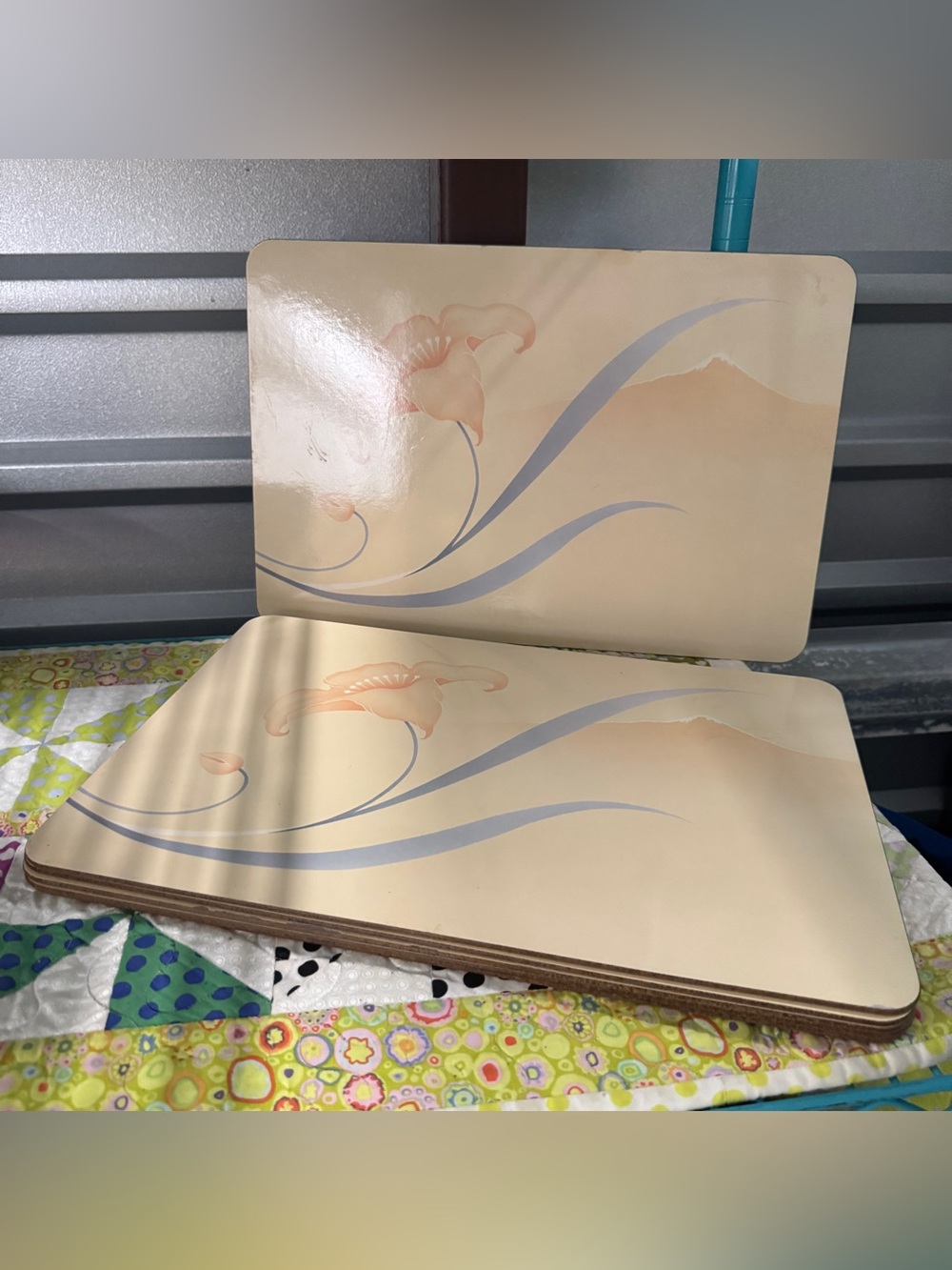 Vintage "Milan" Cork Backed Placemats x 6 in Box - Jason c1980's/90's Peach/Grey